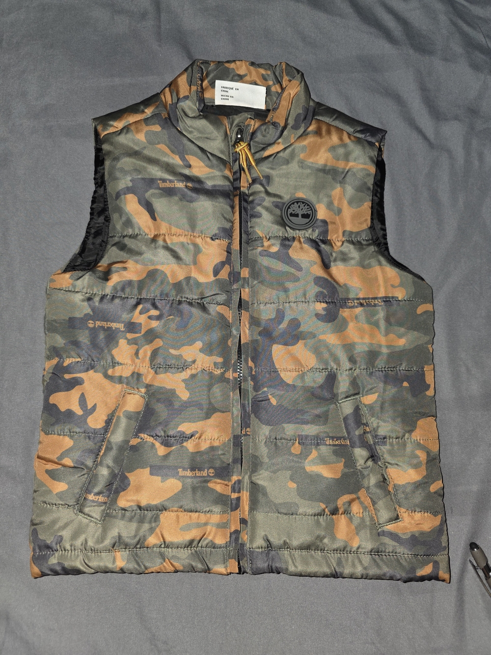Timberland Camo Quilted Vest - Olive Green & Brown